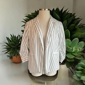 White and Black Striped Blazer